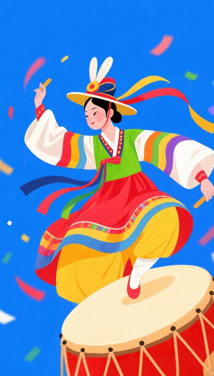 朝鲜族农乐舞主视觉插画