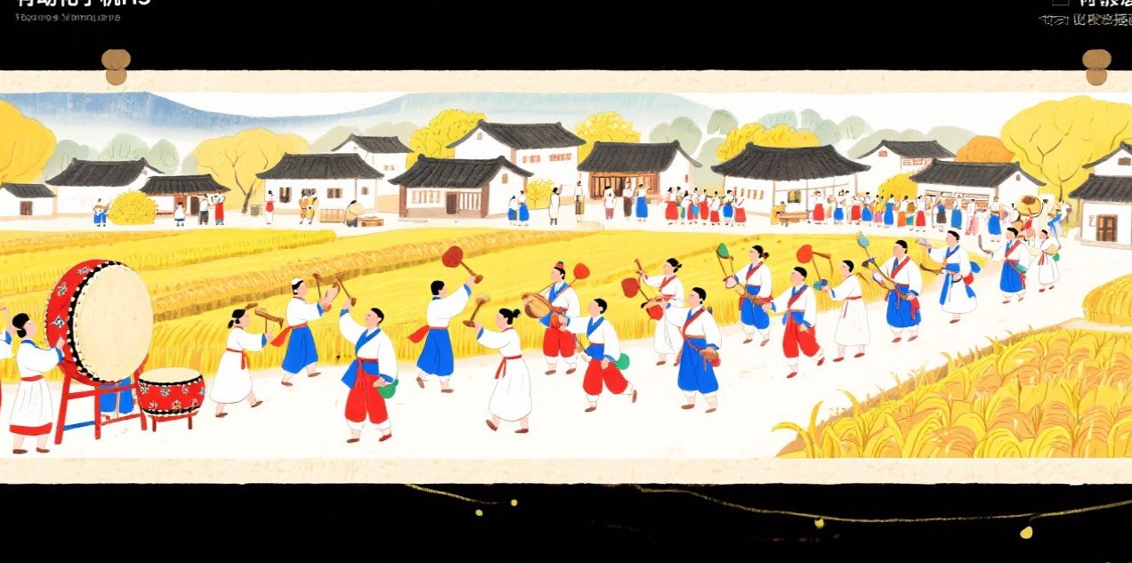 丰收庆典长卷插画